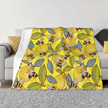 Жълта лимонова и пчелна градина. Хвърли одеяло Покривала за легло Луксозни сгъстени одеяла