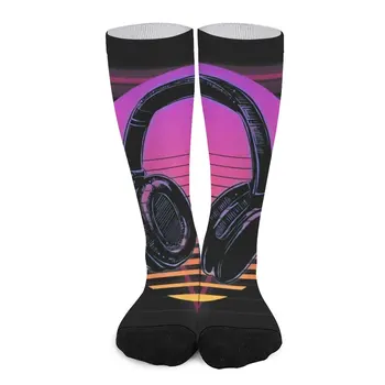 Музикални слушалки DJ Rap Hip Hop Retro Vaporwave 80s 90s чорапи мъжки подаръци смешни мъжки чорапи валентин идеи за подаръци чорапи естетически