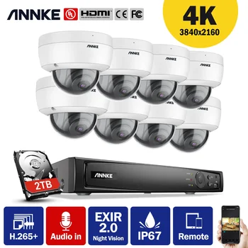 ANNKE 8CH 4K Ultra HD POE мрежова видео система за сигурност 8MP H.265+ NVR с 8pcs 8MP устойчива на атмосферни влияния IP камера CCTV Security Kit