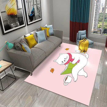 3D карикатура сладък котка килим килим за хол баня детска стая декорация деца играят пълзене меки нехлъзгащи етаж мат подарък