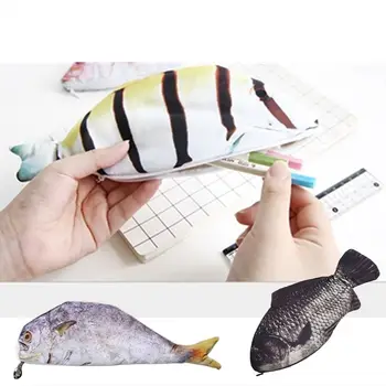 Смешни риба форма молив случай портфейл карикатура животински чанта чанта организатор шаран писалка чанта студенти