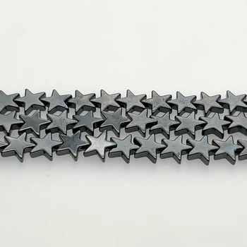 БЕЗПЛАТНА ДОСТАВКА Естествен камък Хематит Loose мъниста Flat Star Black Gunmetal 6/8/10mm 16''дължина