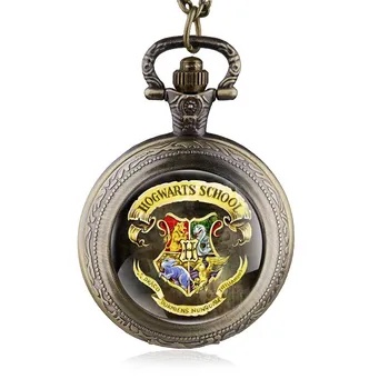 Популярни филм магия емблема кварц джобен часовник ретро мъжки и дамски време скъпоценен камък огърлица висулка аксесоари часовник празник подарък