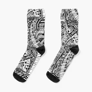 Класическа музика драскулка с пиано клавиатура Чорапи мъжки чорапи Много смешни чорапи за мъже Дамски чорапи