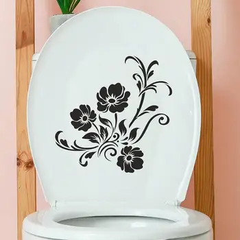 Тоалетна седалка стена стикер силно лепило стикер водоустойчив черно цвете Decal стена изкуство стикер силна лепкавост за продавачите