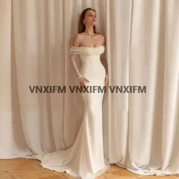Beaded русалка сватбена рокля 2022 нов дълъг ръкав 2 в 1 подвижен влак принцеса булчински рокли EL163 Vestido de Noiva