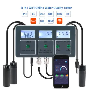 Yieryi WiFi Tuya Smart PH ORP TDS EC SALT S. G TEMP CF монитор метър онлайн аквариум качество на водата тестер Data Logger контролер