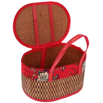 Тъкан контейнер за съхранение Ръчна тъкана кошница с дръжка Sundries кошница за съхранение Кошница за пикник