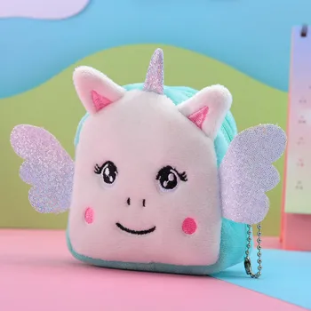 Мека плюшена животинска монета чанта сладък малък портфейл момиче съединител чанта ключодържател слушалка USB кабел за данни чанта за съхранение детски подарък