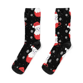 Коледна тениска за любителите на котки - Meowy Коледни чорапи чорапи Мъжки подарък Забавни чорапи карикатура чорапи чорапи за мъже Дамски