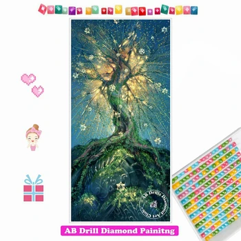 Wish Tree AB Drill Diamond Painting Mosaic Cartoon Fantasy Landscape Pictures of Rhinestones Cross Stitch Детски подаръци