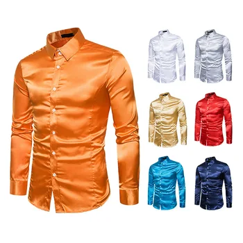 2023 Нова мъжка плътна цветна ежедневна риза ярка многоцветна поло яка дълъг ръкав европейски размер риза