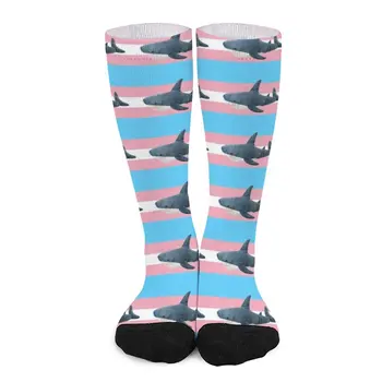 BLAHAJ SHARK TRANS FLAG Чорапи Дамски чорапи Мъжки подарък