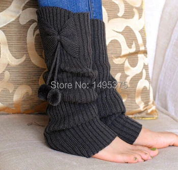 12pairs/lot жени bowknot стил Подстригване плетене на една кука плета Legwarmers Подгряване на краката Boot коляното чорап