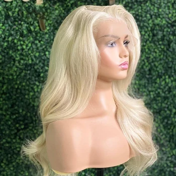 Remy Free Part Long Blonde 613 Пълна дантелена перука с 4x4 копринена основа за черни жени Body Wave Human Hair Baby Hair Preplucked Daily
