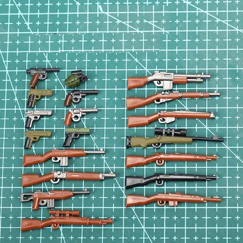 Военен печат Оръжейни блокове Пистолет Картечни пистолети Pack Град полицейски войник WW2 армия аксесоари MOC тухла момчета подарък играчки