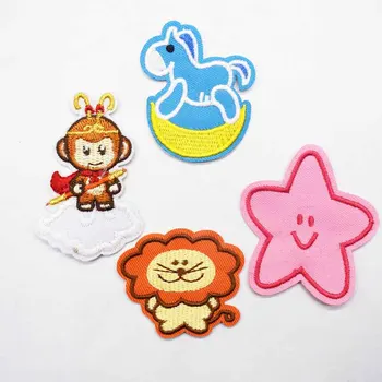 Cartoon Lion Star Horse Iron On Patch Clothes The Monkey King Patch For Clothing Boys Embroidered Patch Clothes