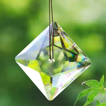 Clear призма нарязани фасетиран четири ъгъл кристал висулка полилей аксесоари сватба празнична домашна градина декорация слънце ловец