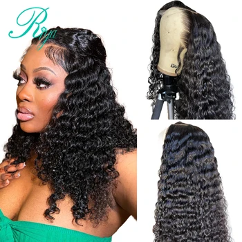  водна вълна дантела предна перука 13x6 дантела отпред човешка коса перуки за черни жени бразилски Remy коса 250% хлабав дълбока вълна фронтална перука