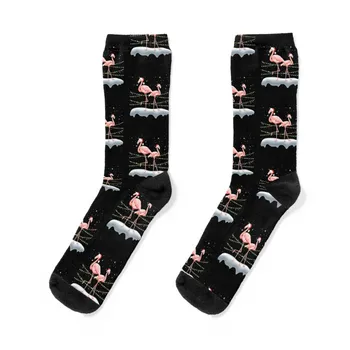 Santa Hat Flamingo - Коледа Леки чорапи обувки Нехлъзгащи се чорапи баскетболни чорапи чорапи лукс Мъжки чорапи Дамски