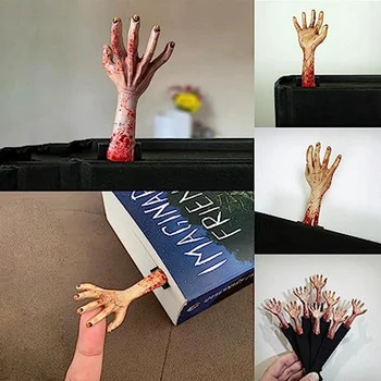 Страшни ръчни отметки за декорации за Хелоуин, Devil's Hand Bookmark Смола Bookmark, Horror Hands Bookmark 2PCS