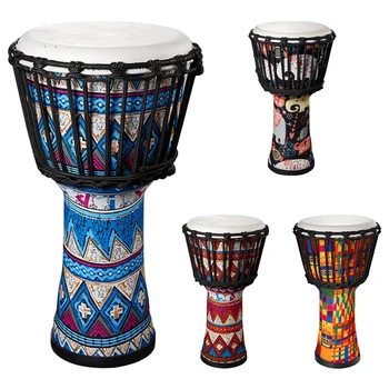 Goatskin Drumhead Djembe Drum Цветни модели на изкуството 8inch музикален инструмент Bongo Drum Чудесен подарък за начинаещи възрастни и деца