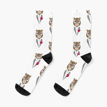 Kanye West Bear Чорапи Мъжки мъжки памук високо качество Партиди Мъжки чорапи Дамски