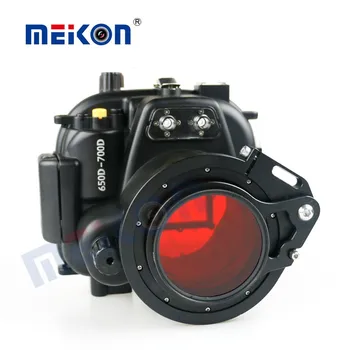 Подводен водоустойчив корпус за водолазна камера за Canon 650D 700D fit 18-55mm обектив + 67mm червен филтър