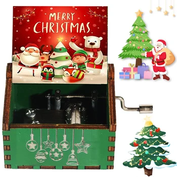 Коледна антична резбована музикална кутия Творчески реколта музикални кутии деца Нова година рожден ден подарък