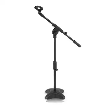 Регулируема разтегателна свободностояща базова стойка за микрофон, черна