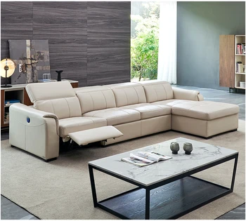 Всекидневна Разтегателен диван истинска естествена кожа дивани салон диван бутер електрически фекс диван L диван