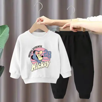 Момчета и момичета Комплект качулки Детска корейска версия Мода Детски печатни панталони с дълги ръкави Ежедневни Комплект от две части
