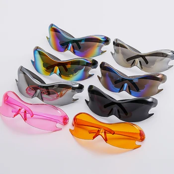 Ново спортно огледало Y2k луксозна марка слънчеви очила жени мъже 2023 уникални очила едно парче слънчеви очила rmale сребърни нюанси uv400