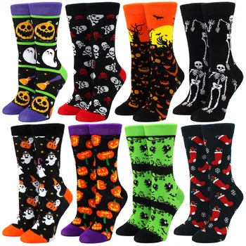 Нова гореща продажба Хелоуин жени Harajuku чорапи смешно скелет чужденец момиче чорапи тиква чорапи чудовище чорапи прилеп екипажа чорапи