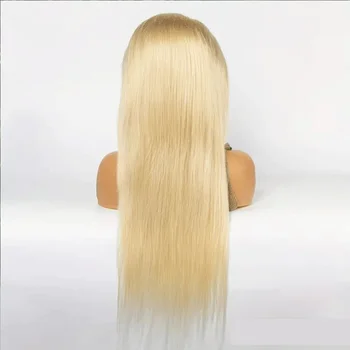 180% плътност блондинка 13 * 4 HD дантела предни перуки направо 613 мед човешка коса перуки предварително оскубани избелени възли перуки с бебешка коса