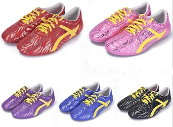 унисекс деца&възрастен кунг-фу тайдзицюан тренировъчни маратонки Бойни изкуства ушу състезателни обувки тай чи обувки червено/розово/сребристо