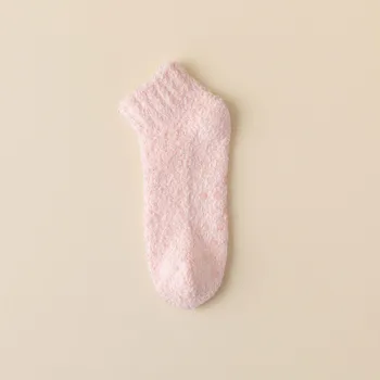 плътен цвят коралови кадифе лепило чорапи дамски глезен чорапи дамски чорапи не шоу мода за жени над 40 възглавница чорапи жени