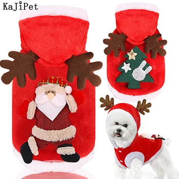 Дядо Коледа топло облекло за домашни любимци за куче дрехи за малки кучета котки чихуахуа мека фланела Коледа куче дрехи за малки кучета домашен любимец